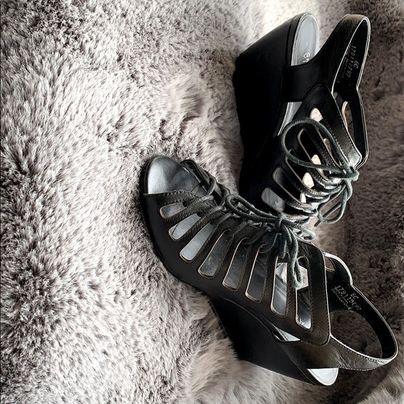 Size 6 Black lace up wedges - Picture 1 of 4